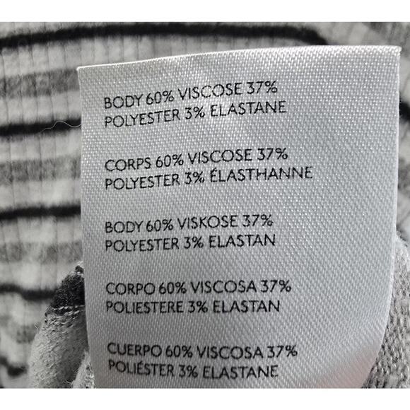 Saturday Sunday Shirt Women Medium Gray Black Striped Cowl Turtleneck Swing Low - Picture 8 of 10